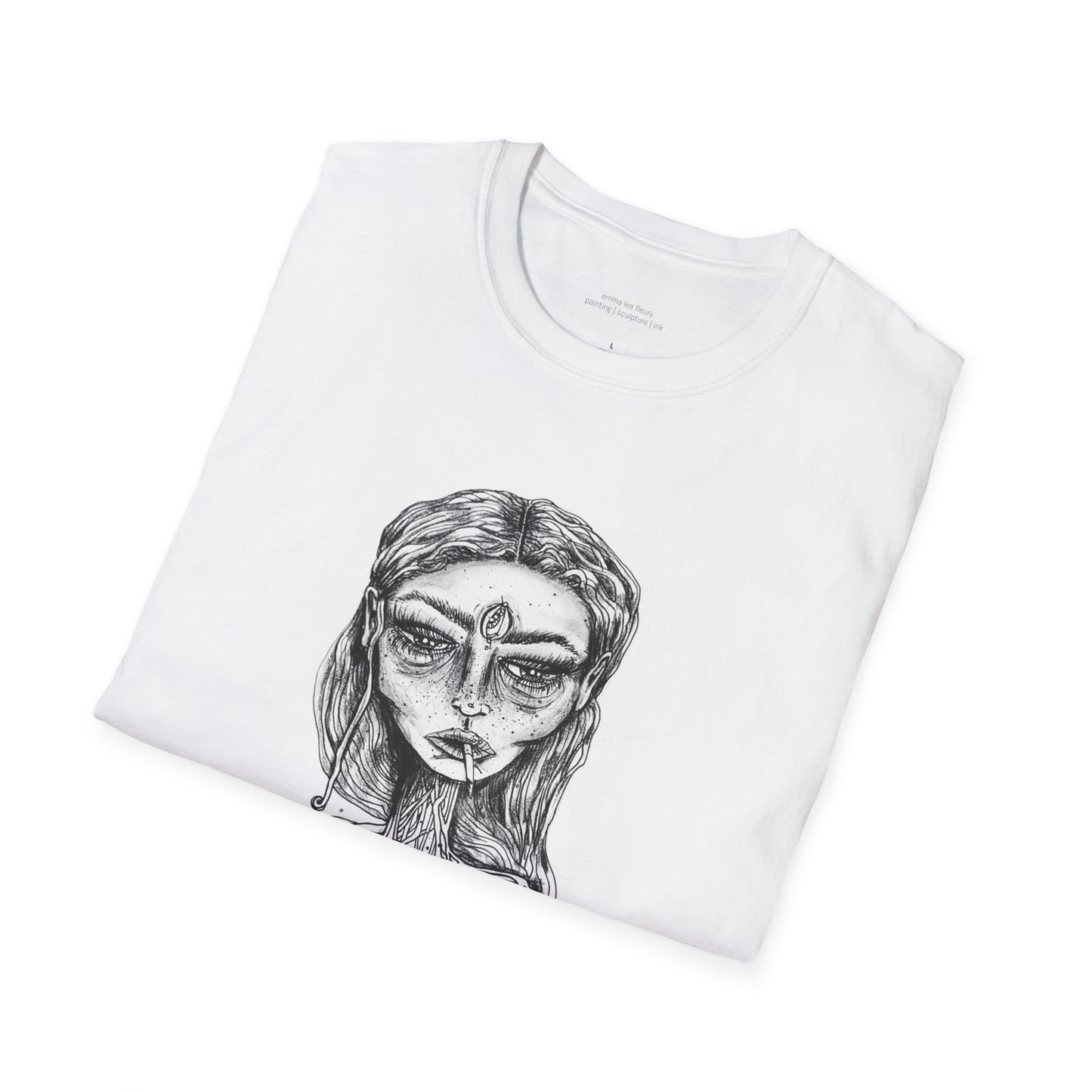 self portrait original artwork by emma lee fleury - Unisex Softstyle T-Shirt