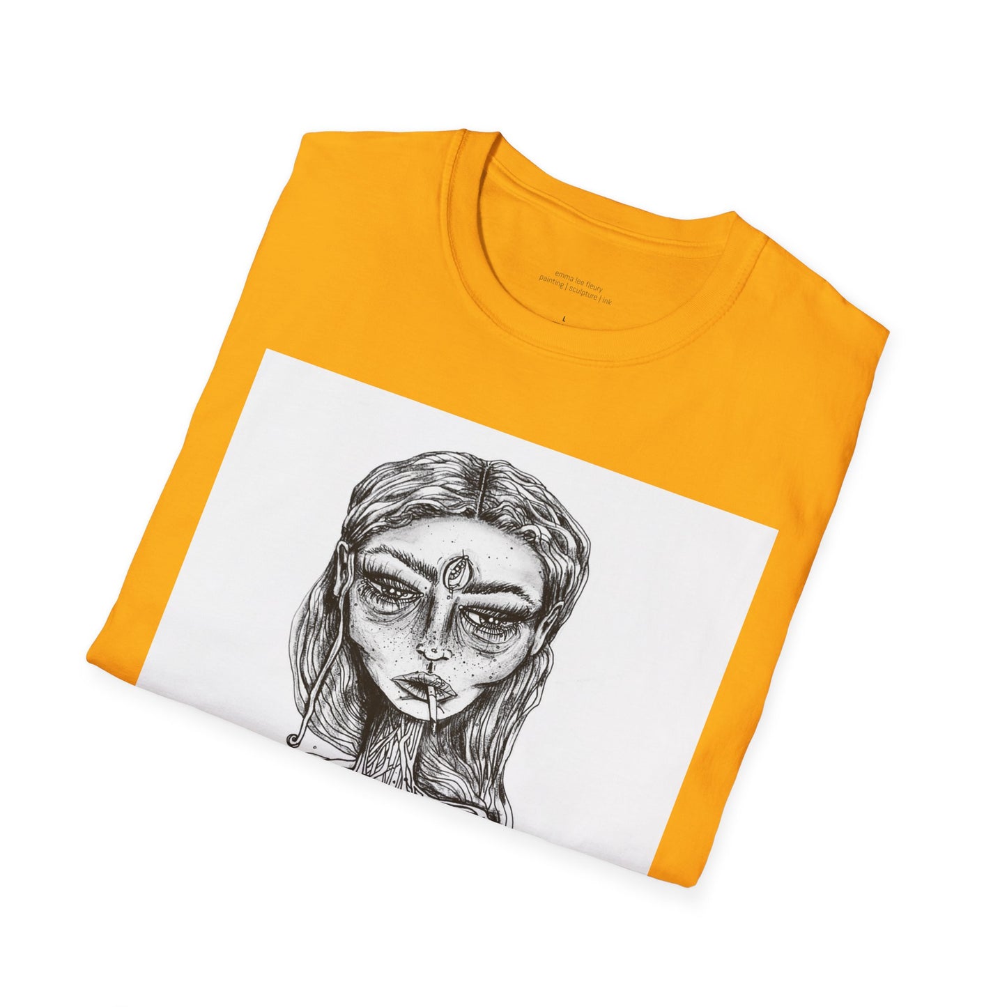 self portrait original artwork by emma lee fleury - Unisex Softstyle T-Shirt