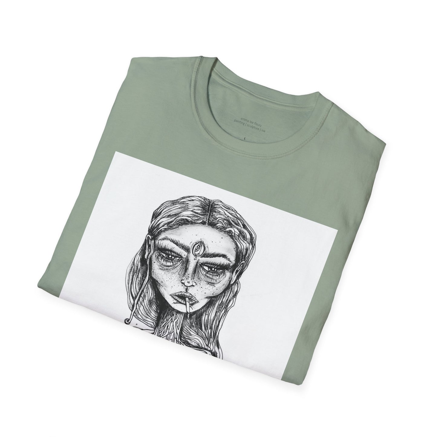 self portrait original artwork by emma lee fleury - Unisex Softstyle T-Shirt