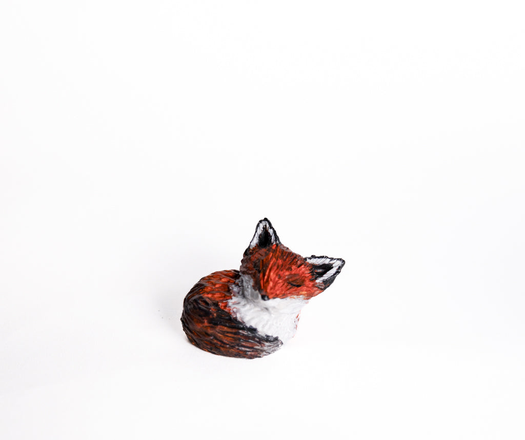 SOLD fox family - handmade clay foxes