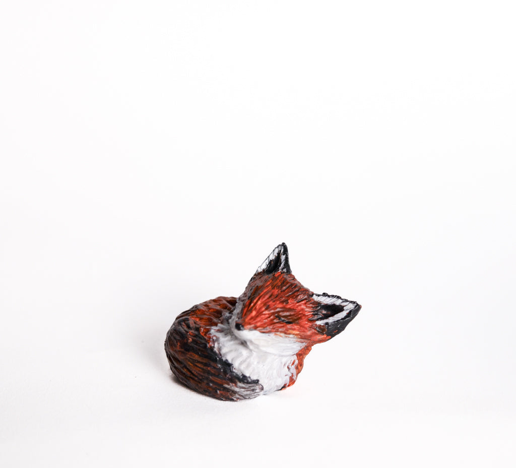 SOLD fox family - handmade clay foxes