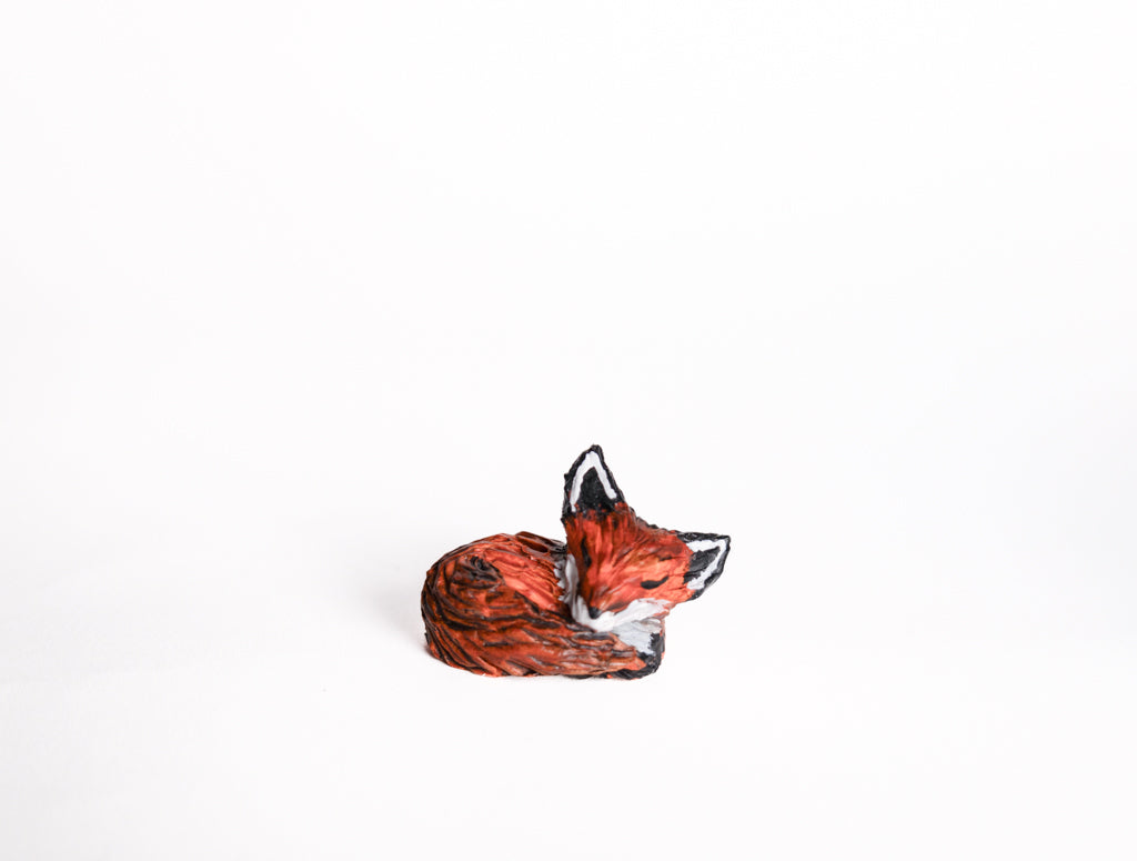 SOLD fox family - handmade clay foxes