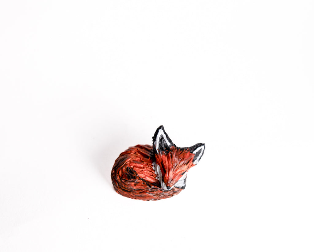 SOLD fox family - handmade clay foxes