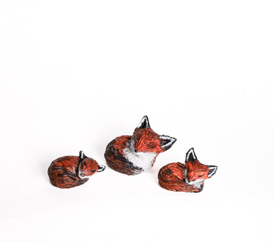 SOLD fox family - handmade clay foxes